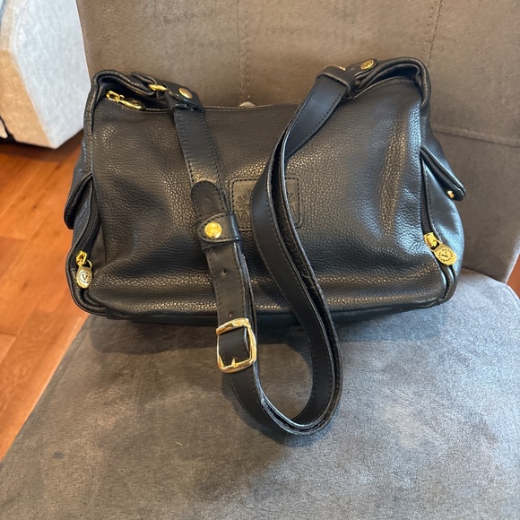 Valentina Black Pebbled Leather Made In Italy Shoulder Handbag - Picture 7 of 10